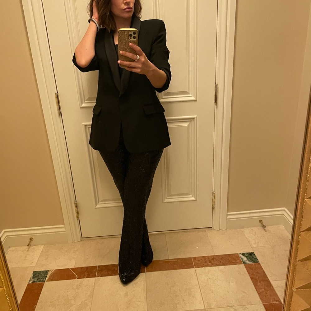 Zara Black Sequin flare pants - Elegant Evening Wear - Picture 5 of 6